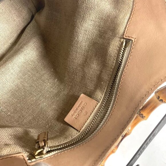 GUCCI 140203 Flora Bamboo Floral Flower Bag Tote Bag Hand Bag Canvas Multicolore - Picture 16 of 16